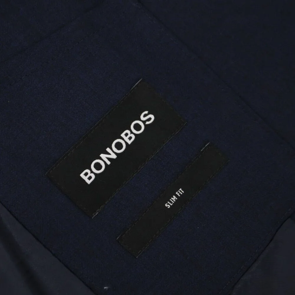 Bonobos sport coat men's 44L slim fit blue single breasted two button wool blend